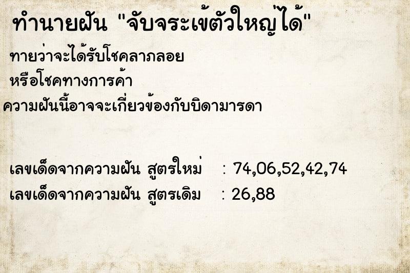 ทำนายฝัน จับจระเข้ตัวใหญ่ได้