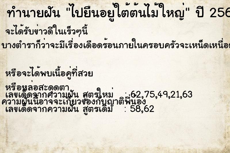 ทำนายฝัน #ทำนายฝัน #ไปยืนอยู่ใต้ต้นไม้ใหญ่  เลขนำโชค 