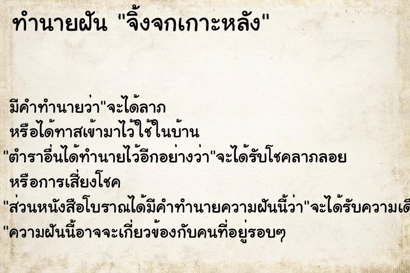 ทำนายฝัน #ทำนายฝัน #จิ้งจกเกาะหลัง  เลขนำโชค 