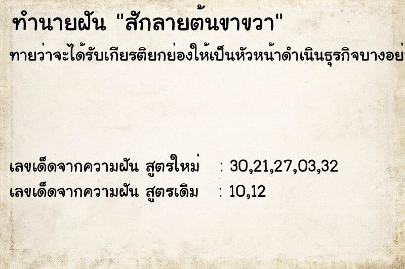 ทำนายฝัน สักลายต้นขาขวา  เลขนำโชค 