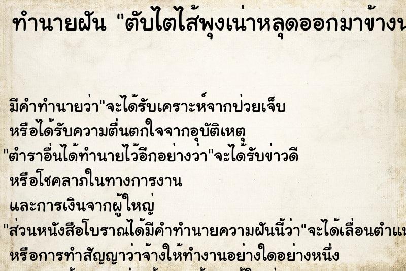 ทำนายฝัน ตับไตไส้พุงเน่าหลุดออกมาข้างนอก