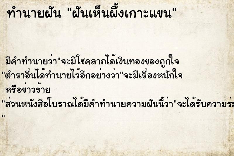 ทำนายฝัน ฝันเห็นผึ้งเกาะแขน