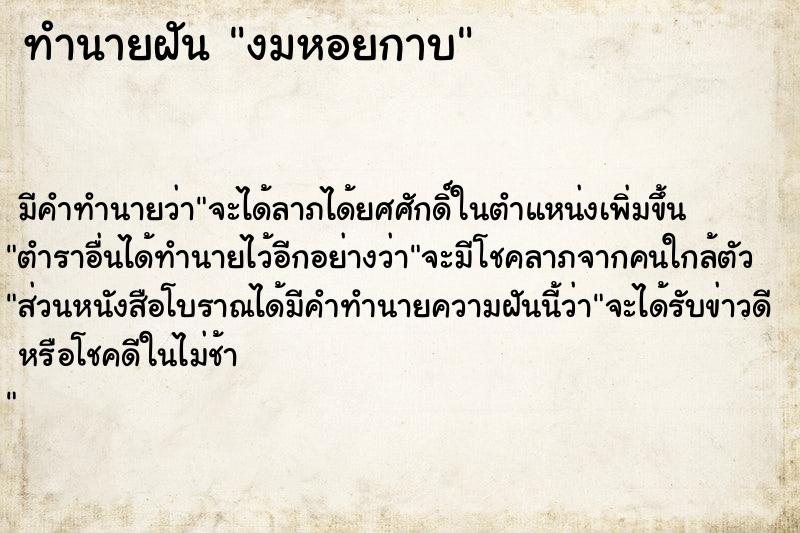 ทำนายฝัน งมหอยกาบ  เลขนำโชค 