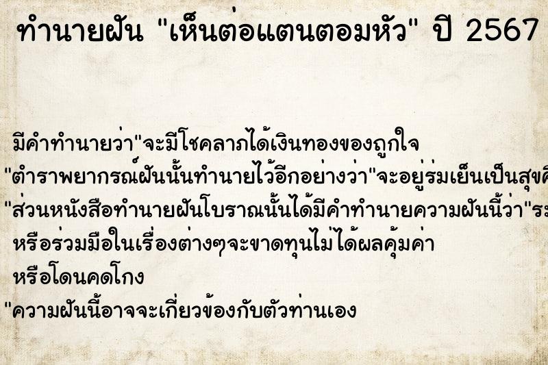 ทำนายฝัน เห็นต่อแตนตอมหัว