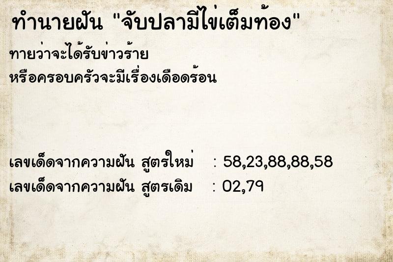 ทำนายฝัน จับปลามีไข่เต็มท้อง