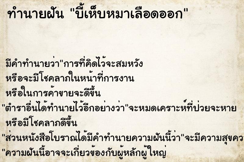 ทำนายฝัน บี้เห็บหมาเลือดออก