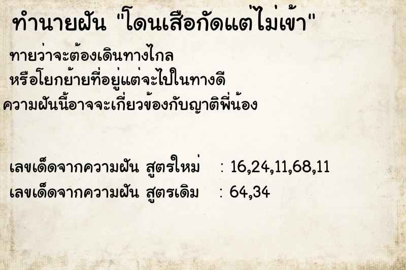 ทำนายฝัน โดนเสือกัดแต่ไม่เข้า