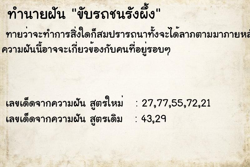 ทำนายฝัน ขับรถชนรังผึ้ง