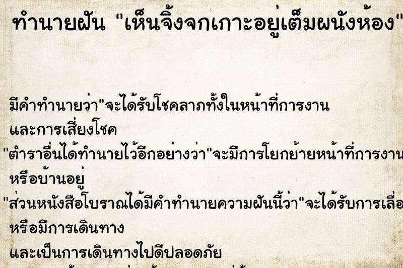 ทำนายฝัน เห็นจิ้งจกเกาะอยู่เต็มผนังห้อง