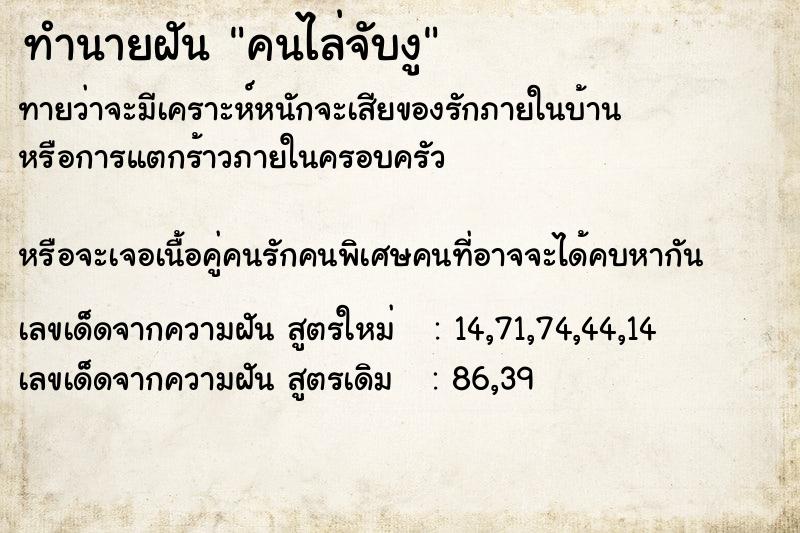 ทำนายฝัน คนไล่จับงู