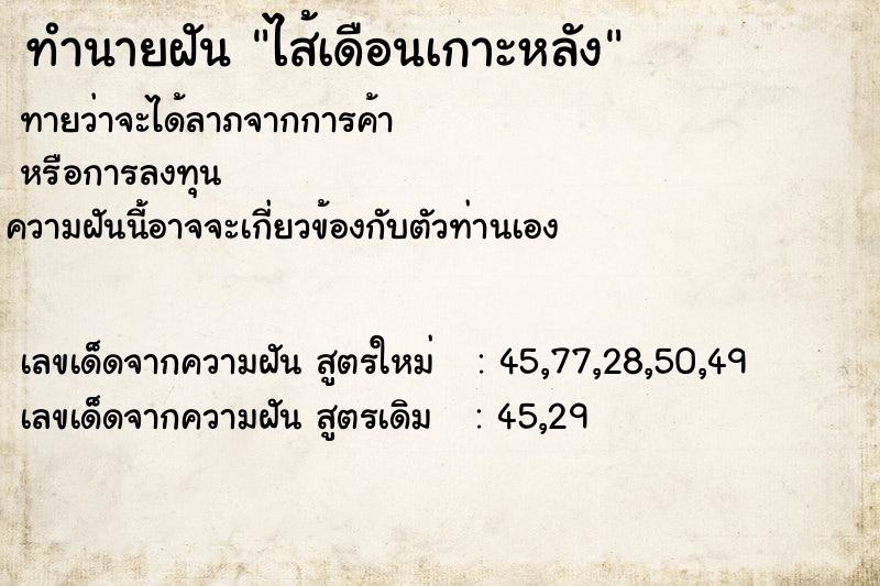 ทำนายฝัน ไส้เดือนเกาะหลัง