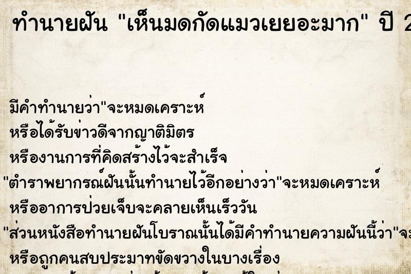 ทำนายฝัน เห็นมดกัดแมวเยยอะมาก