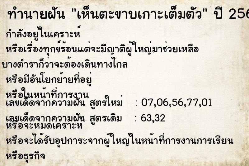 ทำนายฝัน เห็นตะขาบเกาะเต็มตัว