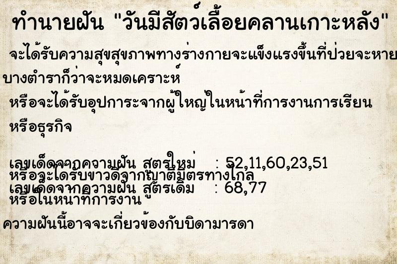 ทำนายฝัน วันมีสัตว์เลื้อยคลานเกาะหลัง