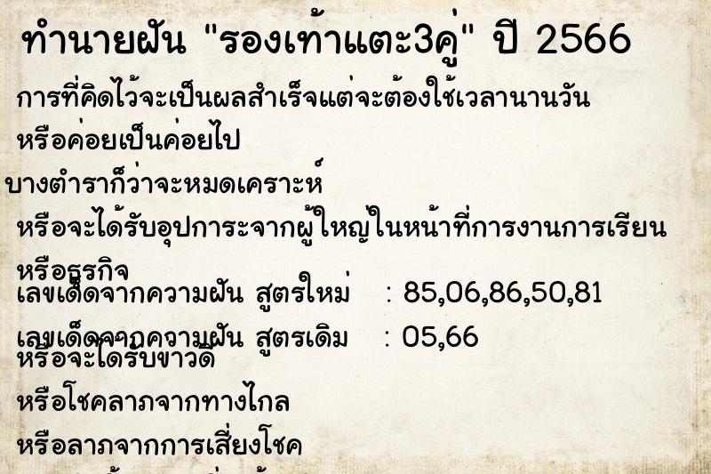 ทำนายฝัน รองเท้าแตะ3คู่