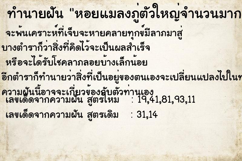 ทำนายฝัน หอยแมลงภู่ตัวใหญ่จำนวนมาก