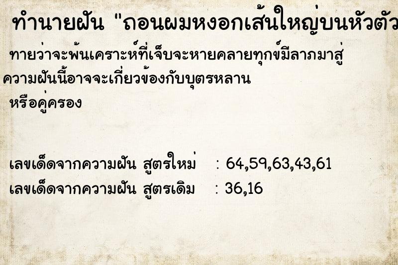 ทำนายฝัน ถอนผมหงอกเส้นใหญ่บนหัวตัวเอง  เลขนำโชค 