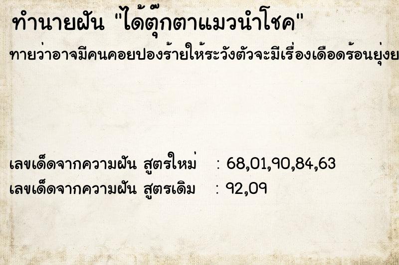 ทำนายฝัน ได้ตุ๊กตาแมวนำโชค