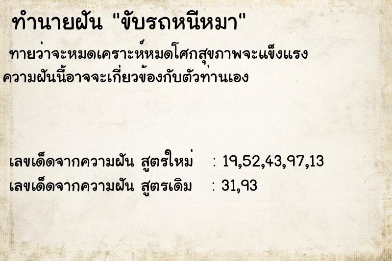 ทำนายฝัน ขับรถหนีหมา