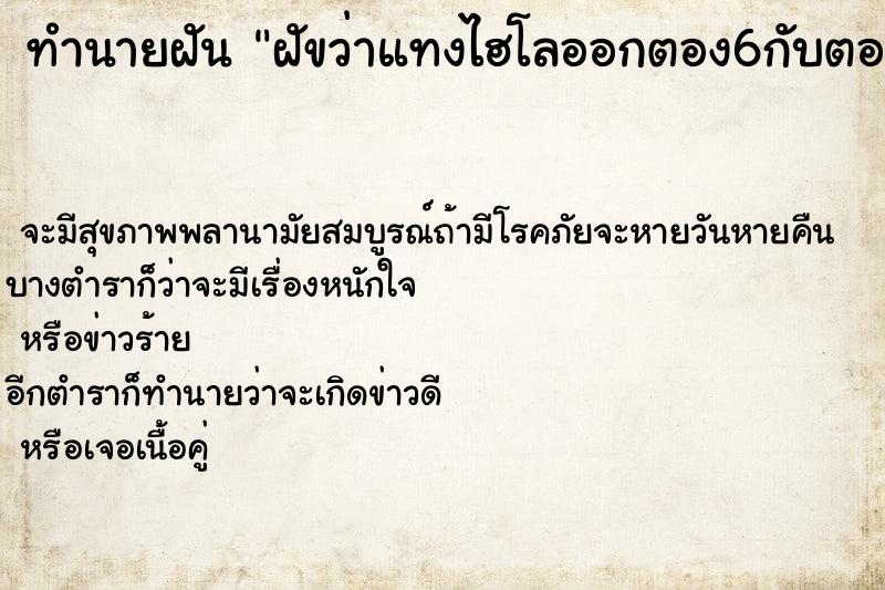 ทำนายฝัน ฝัขว่าแทงไฮโลออกตอง6กับตองเอี่ยว