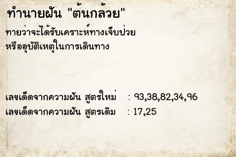 ทำนายฝัน ต้นกล้วย  เลขนำโชค 