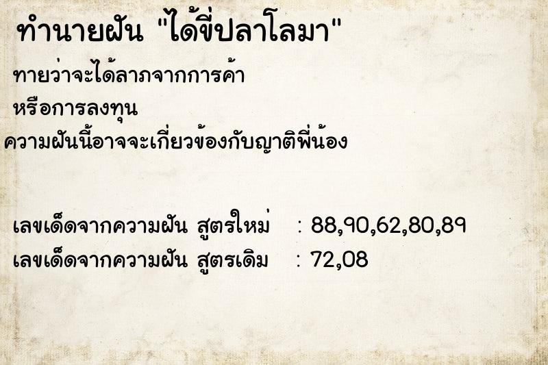 ทำนายฝัน ได้ขี่ปลาโลมา  เลขนำโชค 