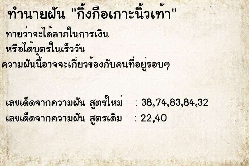 ทำนายฝัน กิ้งกือเกาะนิ้วเท้า