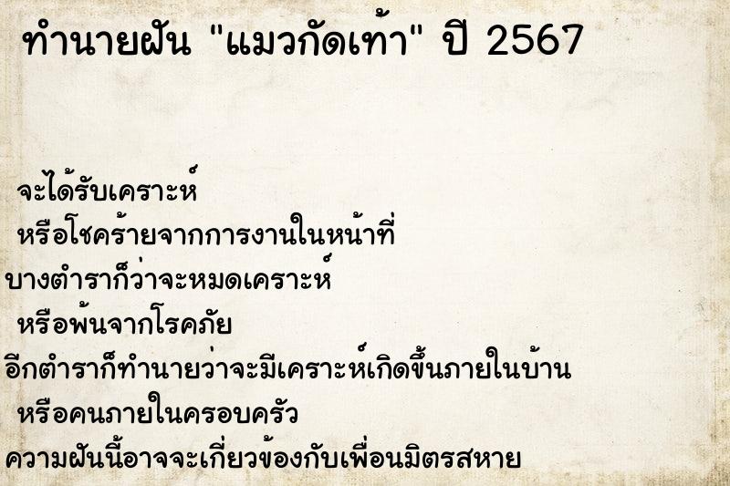 ทำนายฝัน #ทำนายฝัน #ทำนายฝันแมวกัดเท้า  เลขนำโชค 