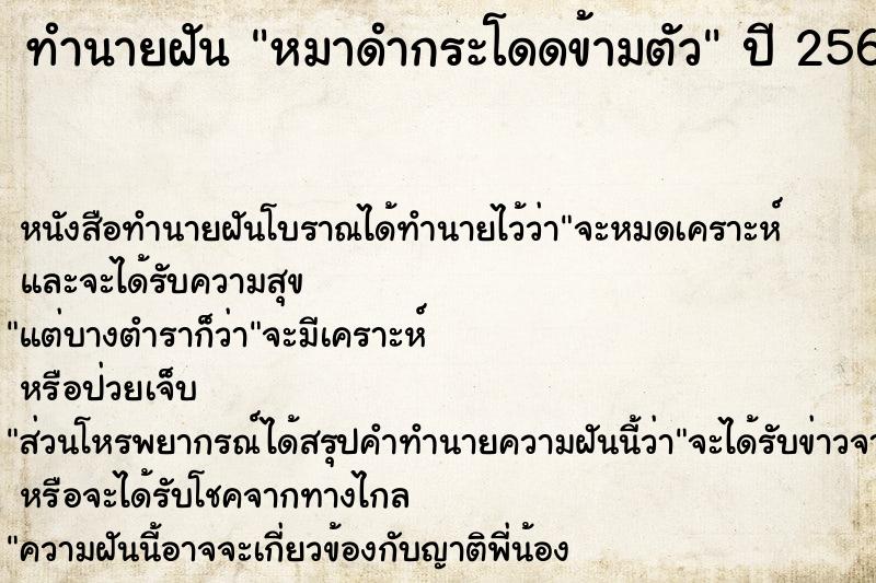 ทำนายฝัน หมาดำกระโดดข้ามตัว  เลขนำโชค 