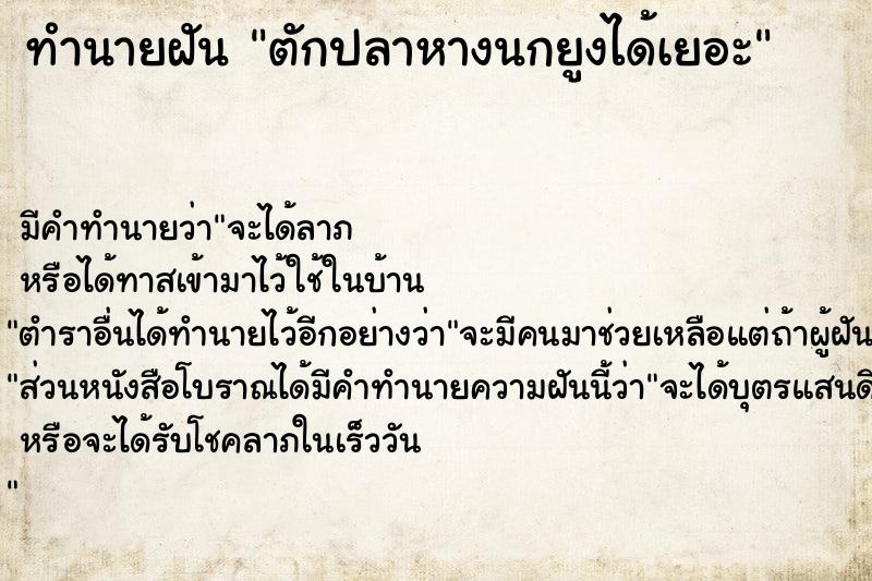 ทำนายฝัน ตักปลาหางนกยูงได้เยอะ