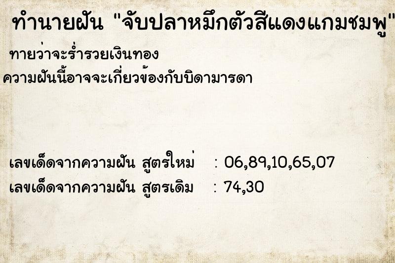 ทำนายฝัน จับปลาหมึกตัวสีแดงแกมชมพู