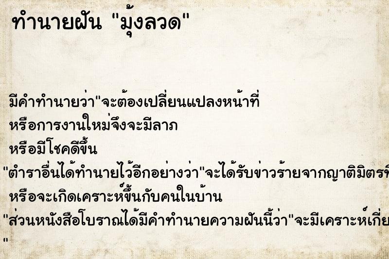 ทำนายฝัน มุ้งลวด