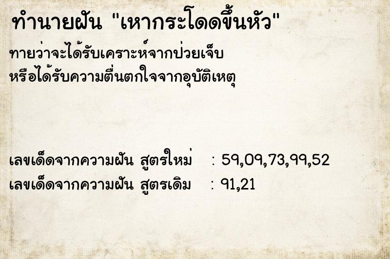 ทำนายฝัน เหากระโดดขึ้นหัว