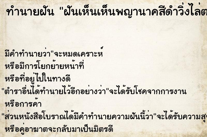 ทำนายฝัน ฝันเห็นเห็นพญานาคสีดำวิ่งไล่ตาม