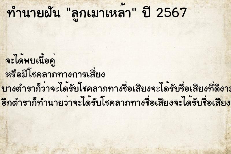 ทำนายฝัน #ทำนายฝัน #ลูกเมาเหล้า  เลขนำโชค 