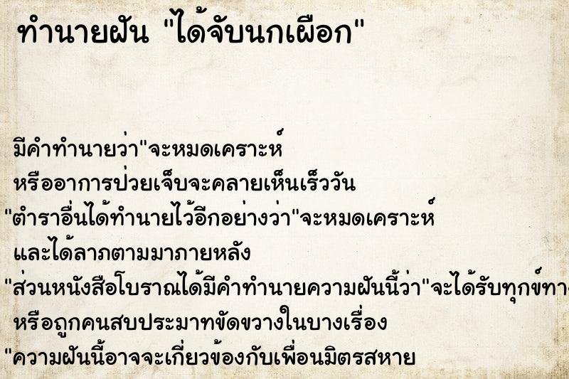 ทำนายฝัน ได้จับนกเผือก