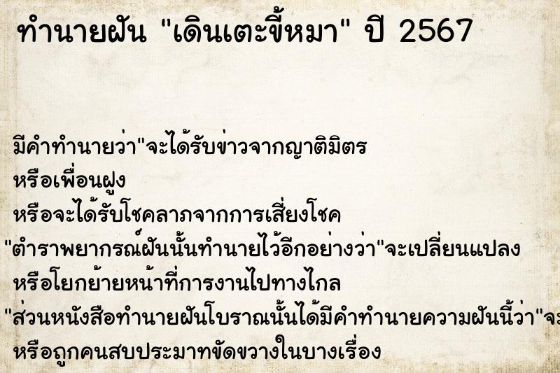 ทำนายฝัน เดินเตะขี้หมา  เลขนำโชค 