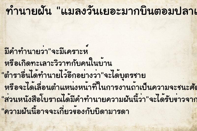 ทำนายฝัน แมลงวันเยอะมากบินตอมปลาเน่า