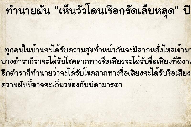 ทำนายฝัน เห็นวัวโดนเชือกรัดเล็บหลุด