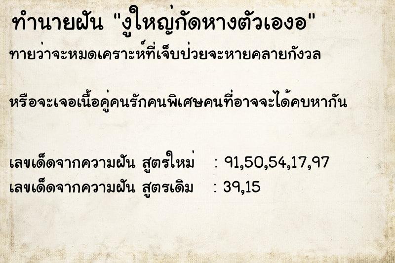 ทำนายฝัน งูใหญ่กัดหางตัวเองอ