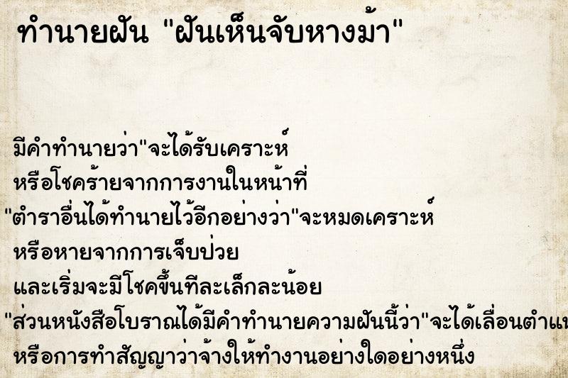 ทำนายฝัน ฝันเห็นจับหางม้า