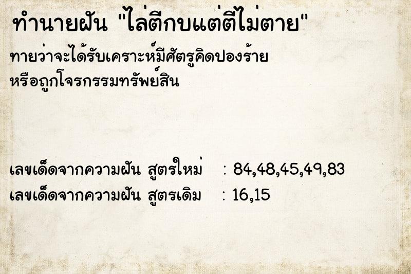 ทำนายฝัน ไล่ตีกบแต่ตีไม่ตาย