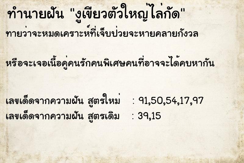 ทำนายฝัน งูเขียวตัวใหญ่ไล่กัด  เลขนำโชค 