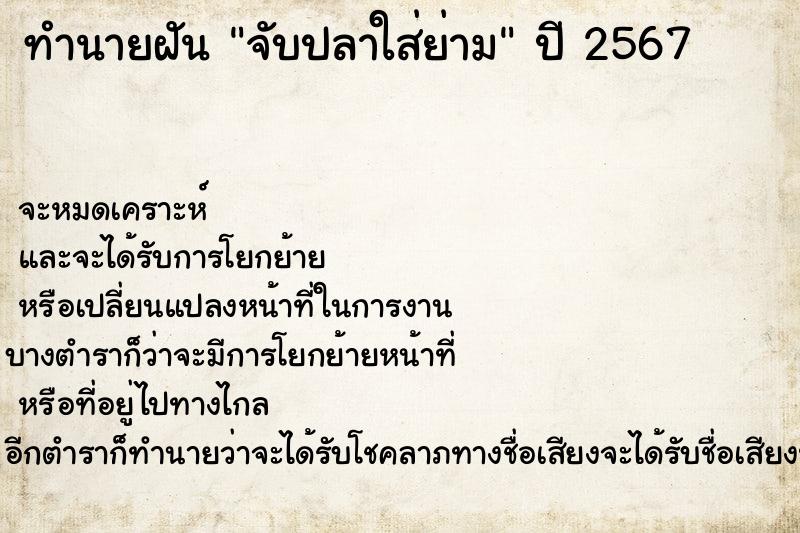 ทำนายฝัน จับปลาใส่ย่าม