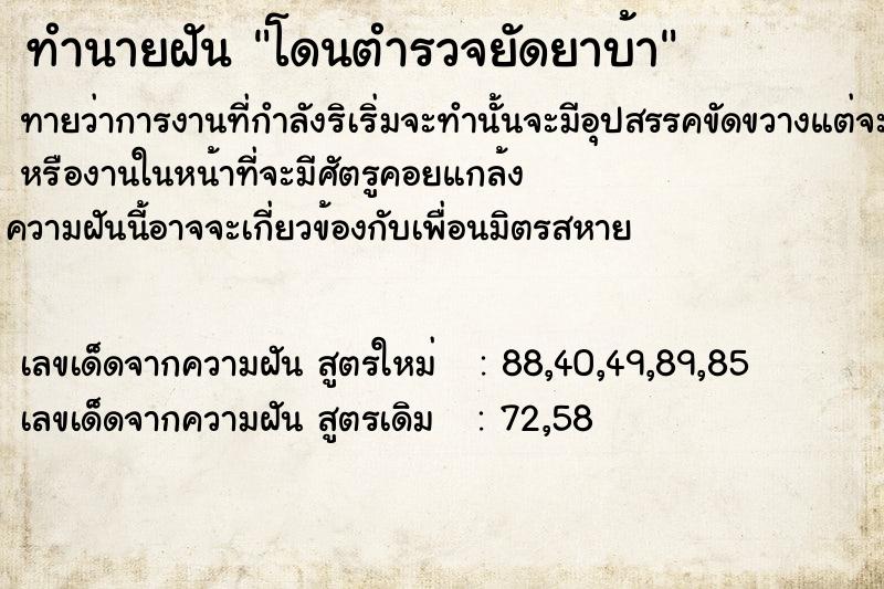 ทำนายฝัน โดนตำรวจยัดยาบ้า