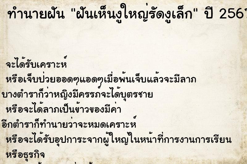 ทำนายฝัน ฝันเห็นงูใหญ่รัดงูเล็ก