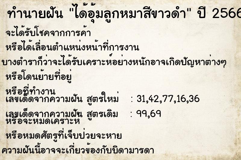 ทำนายฝัน ได้อุ้มลูกหมาสีขาวดำ