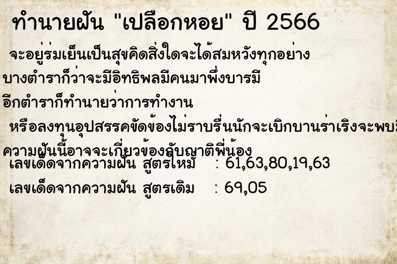 ทำนายฝัน เปลือกหอย  เลขนำโชค 