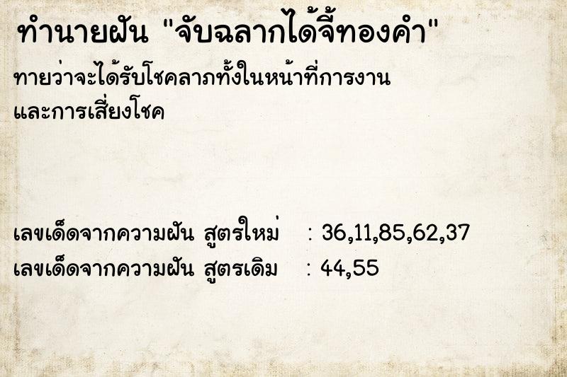 ทำนายฝัน จับฉลากได้จี้ทองคำ