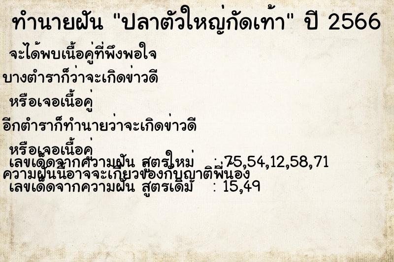 ทำนายฝัน ปลาตัวใหญ่กัดเท้า